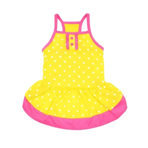 NWT Vibrant Life Dog Dress, Yellow Pink White Polka Dot, XSmall up to 10 pounds - Picture 2 of 6